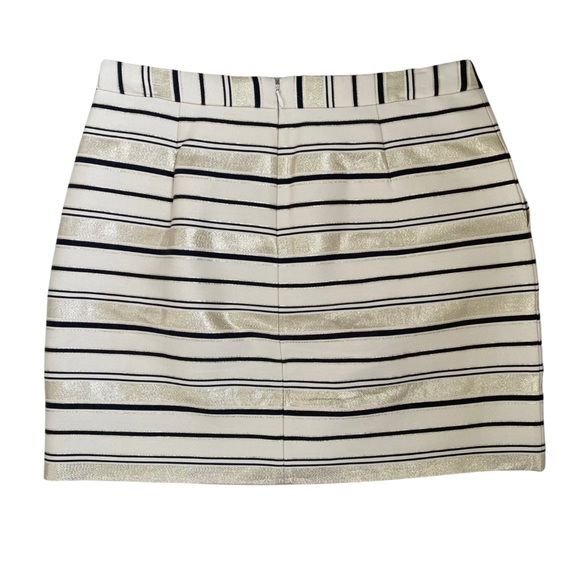 J. CREW Women’s Metallic Gold & Black Stripe Mini Skirt Size 4 - Picture 2 of 11